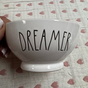 Rae Dunn White Dinnerware Bowl with Hand-Drawn Dreamer Text